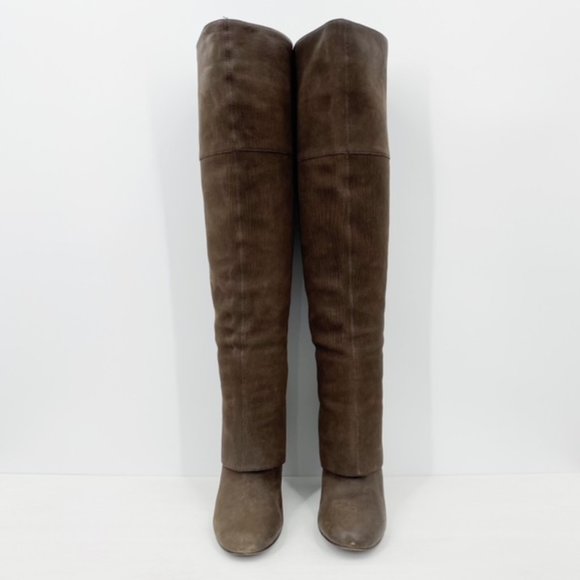 ASH Pearl Leather Over the Knee Wedge Boot Sz 38.5 fits us size 7-8. Runs small - Picture 3 of 12